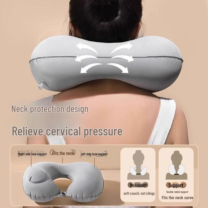 Compact Inflatable U-Shaped Neck Pillow for Travel and Sleep