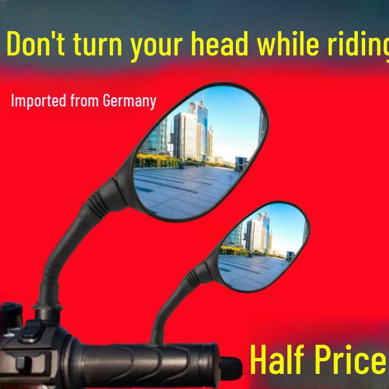 

Universal Electric Vehicle Rearview Mirror Reflector Oval Long Handle Rearview Mirror [Base Pair]