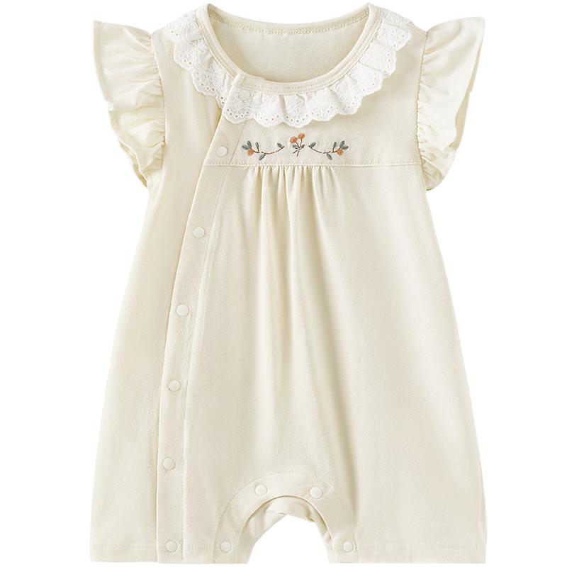 Tongtai Baby Girl Sleeveless Jacquard Romper 73cm