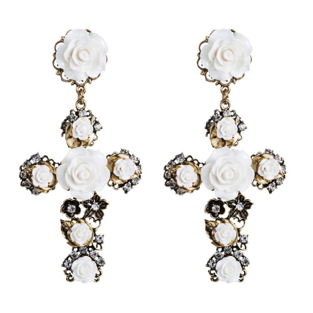 Baroco Style Crystal Ear Stud Aesthetic Flower Stud Earrings  Lolita Accessories