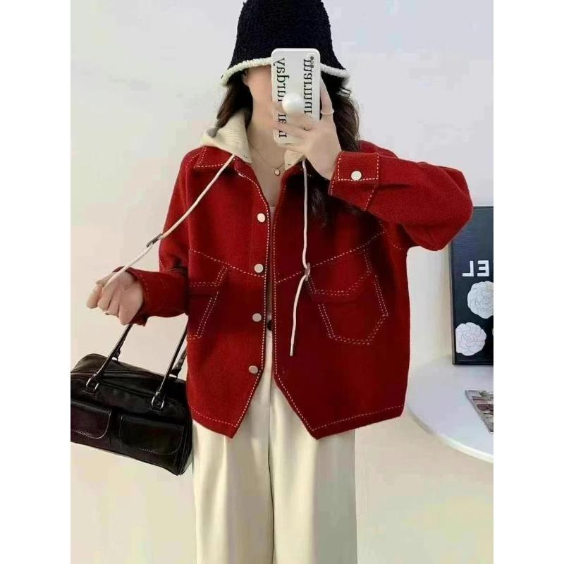 Knitted hooded jacket, winter new fashion versatile loose and thin top women