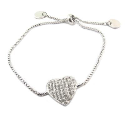 [P7063] - 'Love' Designer Bracelet In Silver White - 14x14 Mm