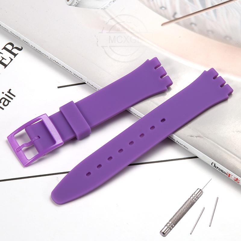 Silicone Watch Band For Swatch 17mm 19mm 20mm Pin Buckle Waterproof Bracelet Wristband Watch Accessories
