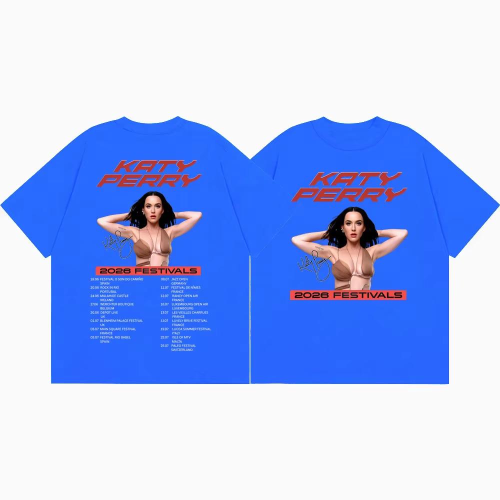 Katy Perry 2026 Fastivals Tour T Shirt Men Women Clothing Fashion Aesthetic T-shirts High Quality Gothic Cotton Oversized T-shirts