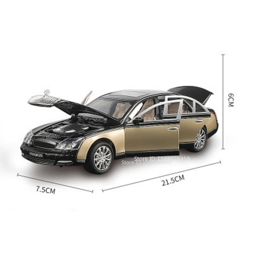 1:24er Maßstab S600 62S Automodell Miniaturspielzeug Metall Druckguss Türen zu öffnen Rückzieher Sound Licht Geburtstagsspielzeug Geschenke für Kinder