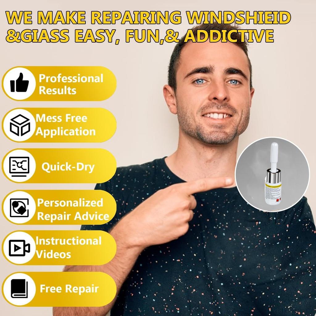 Windshield Crack Repair Kit, Windshield Repair Kit for Chips and Cracks, 1set Car Glass Repair Kit, Cracks Gone Glass Repair Kit Automotive