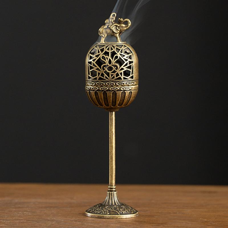 Vintage Alloy Incense Burner Stick Holder Three Legged Hollow Out Mini Sandalwood Censer Incense Burner Home Decoration