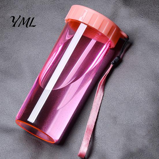 Cute Office Desktop Cup Transparent Water Cup, Portable Plastic Bottle, with Strap Reusable Handle, Clear Heat-resistant Drinkware, for School
