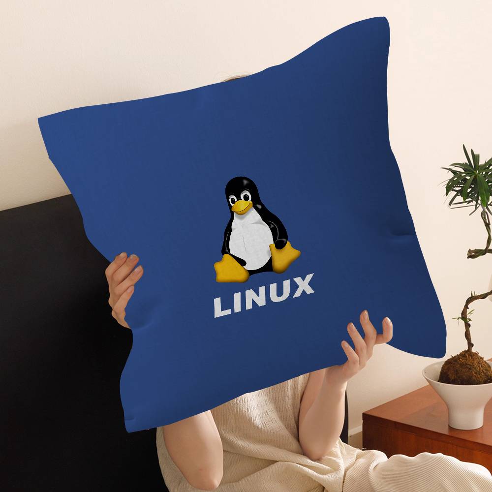 Linux Operating System Tux Penguin Pillow Cover For Bedroom Room And Living Room Sofa Decorative Cushion Cover