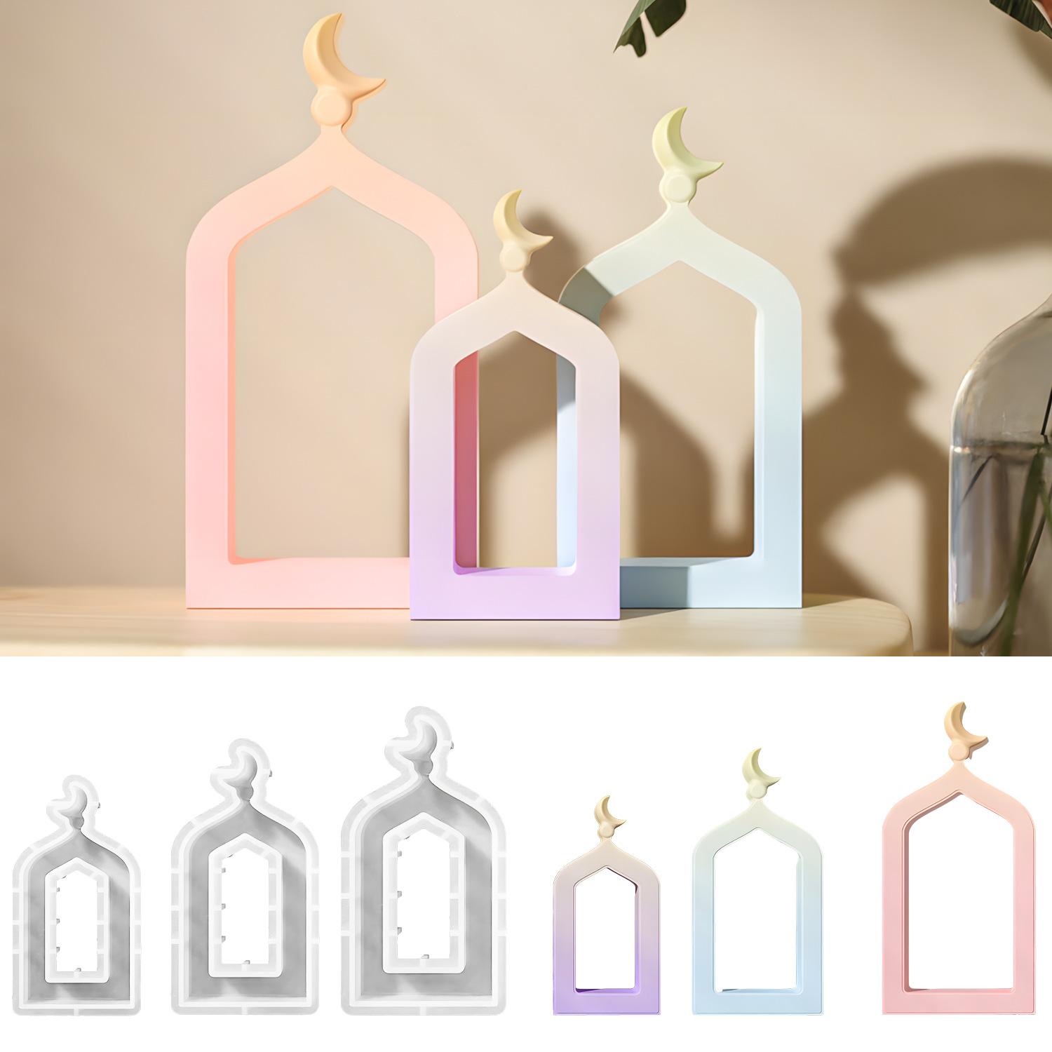 

Creative Hollow Door Silicone Mold with Moon Gypsum Concrete Making Ramadan Eid Craft Gift Ornaments DIY Home Decor Supplies