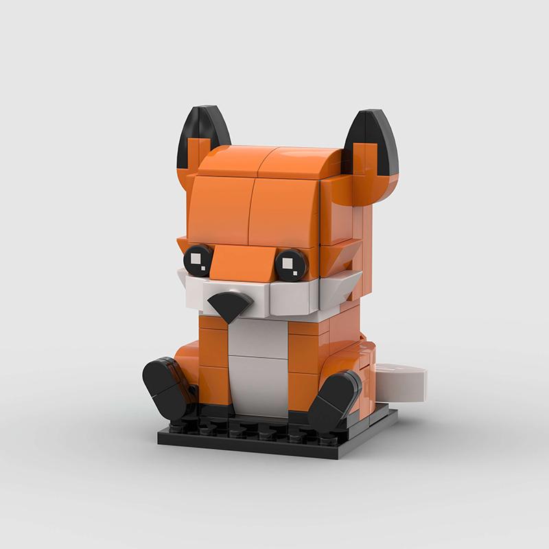 MOC Animals Figures Cute Small Fox Building Blocks Brick Models Heads Children Friends DIY Educational Toy Kids Christmas Gifts