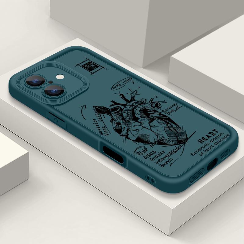 Heart Pattern Matte TPU Case Shell For iPhone 16 Pro Max 15 Pro 14 13 12 11 XS XR 8 7 Lens Protection Shockproof Soft Silicone Phone Cover