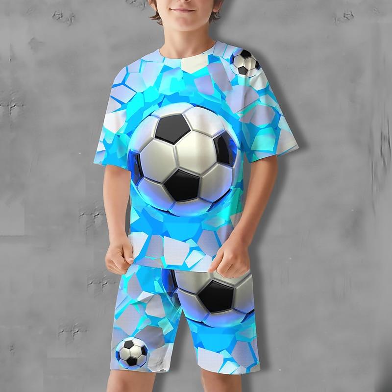 

Boys 3D Graphic Football T-shirt & Shorts T-shirt Set Clothing Set Short Sleeve 3D prints Summer Spring Active Sports Fashion Kids 3-13 Years 150cm