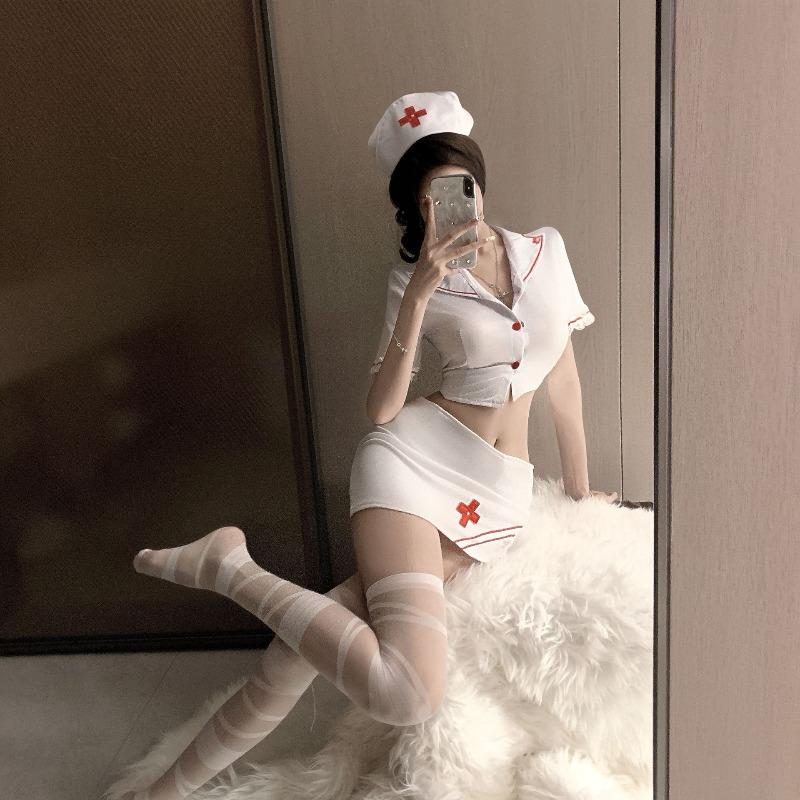 Erotic Nurse Uniform Adult Sex Hot Dress Cosplay Girls Porno Costumes Deep-V Neck Nightdress Women Sexy Lingerie Naughty Clothes