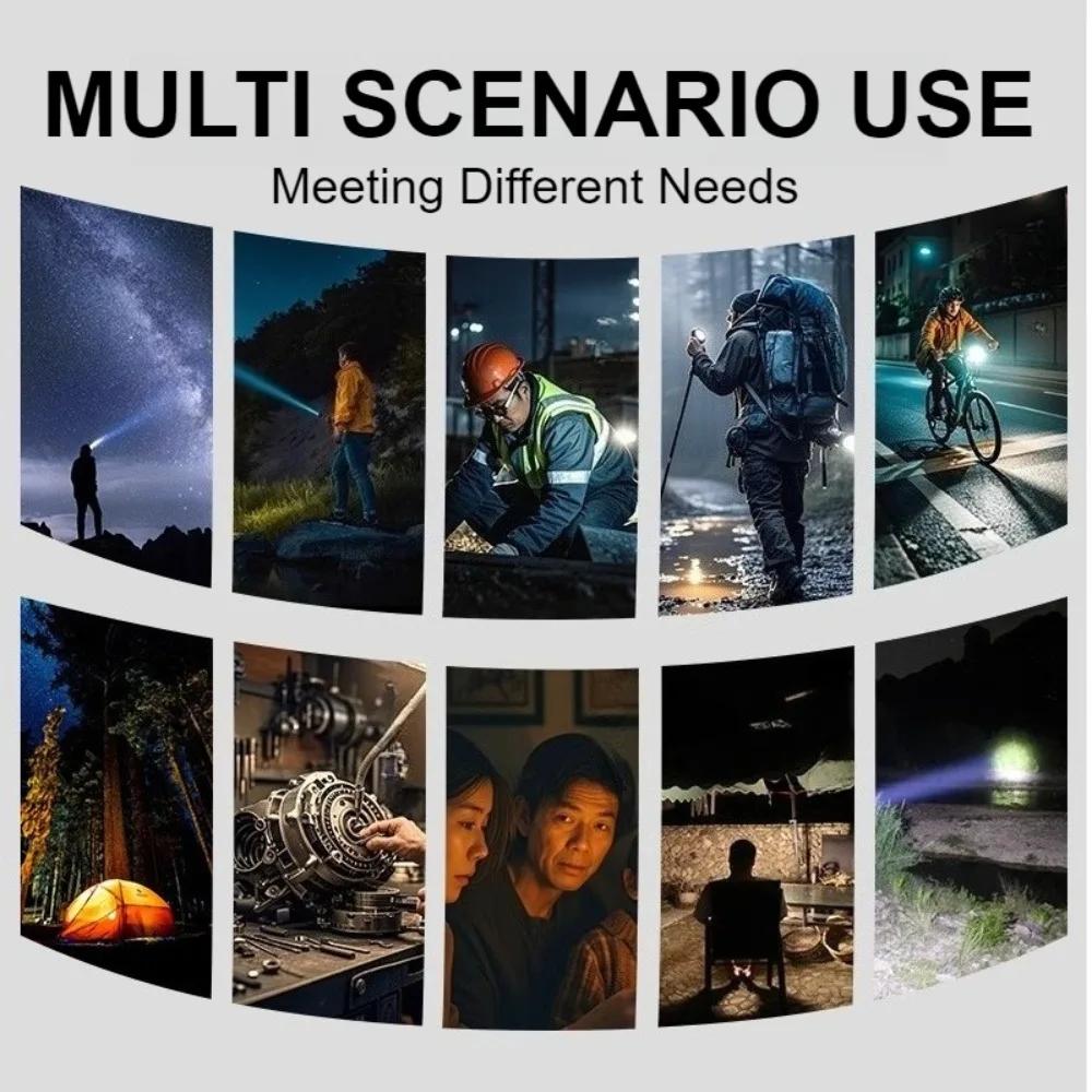 Powerful LED Flashlight White laser Floodlight Rechargeable18650 Spotlight Waterproof Zoom Fishing Hunting Emergency Hand Light