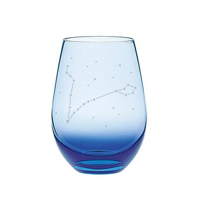 Funkelndes Strass-Tumblerglas mit den 12 Tierkreiszeichen - Fische. Wählen Sie aus drei Farben (blau).
