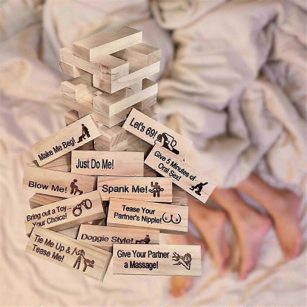 48pcs Dating Night Game Tumbling Tower Game, Wooden Stacking Tower Games For Couple, Couple Activities & Dating Night Ideas