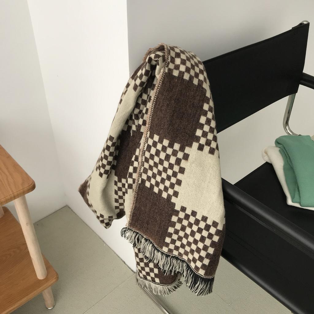 British Plaid Imitation Cashmere Scarf for Women in Autumn and Winter Versatile Student Thickened Scarf Shawl Dual Purpose Couple for Men