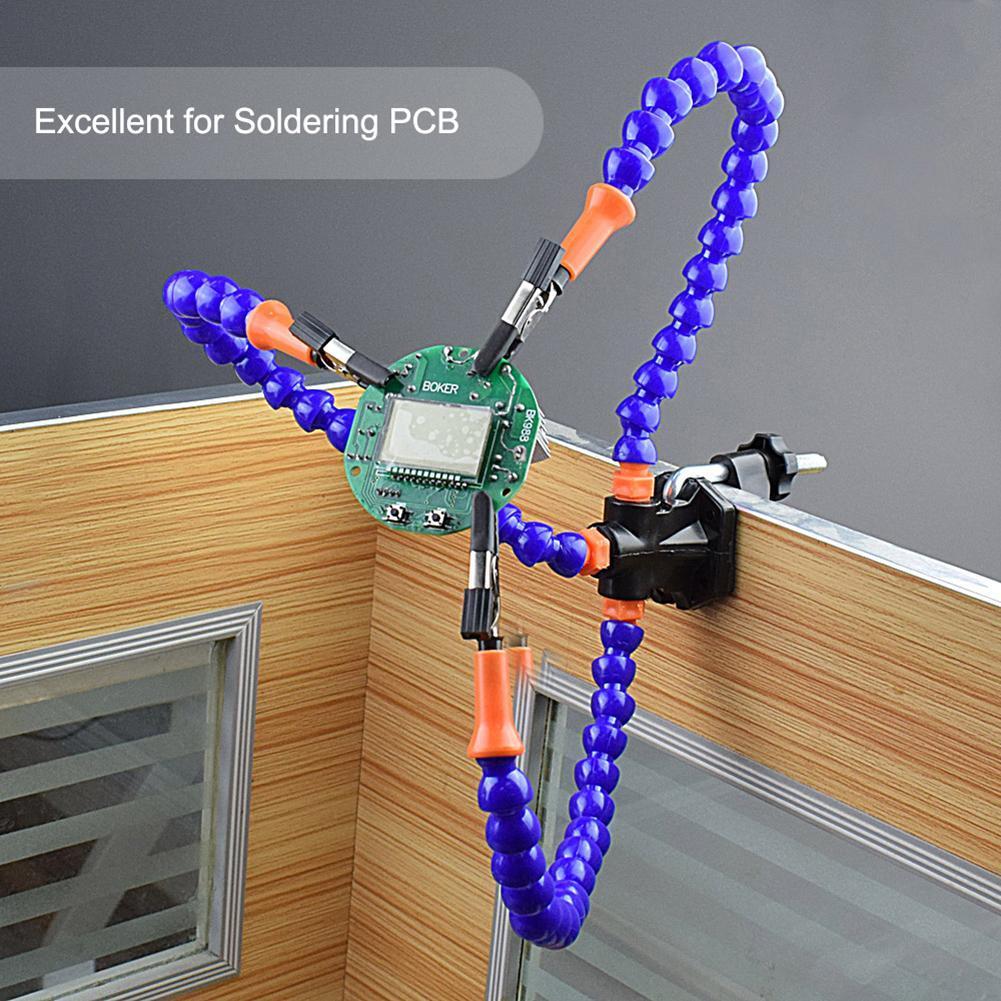 Bench Vise Table Clamp Soldering Station with Flexible Arms Soldering Iron Holder PCB Welding Repair Third Hand Tool