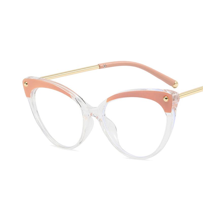 Fashion Cat Eye Rivet Glasses Frame For Women Anti-Blue Light Metal Frame Eyewear Vintage Eyeglasses