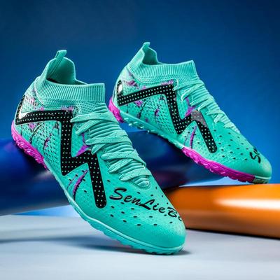 33-46 Kids Football Boots Rubber Soft Sole Short Spike Artificial Turf Leather Youth Kids Football Shoes Men's Sports Large Size Football Shoes