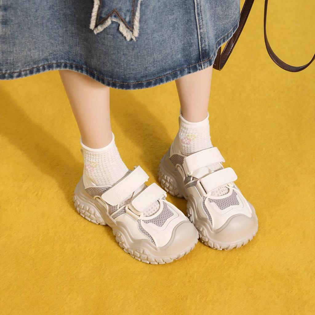 Summer new ugly cute sneakers women's 2025 spring and autumn platform sandals breathable casual net shoes Velcro hole shoes