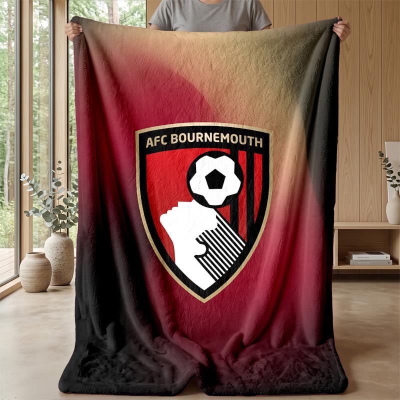 Bournemouth Football Print Flannel Blanket, Soft Warm Lightweight Throw Blanket for Sofa Bed Camping