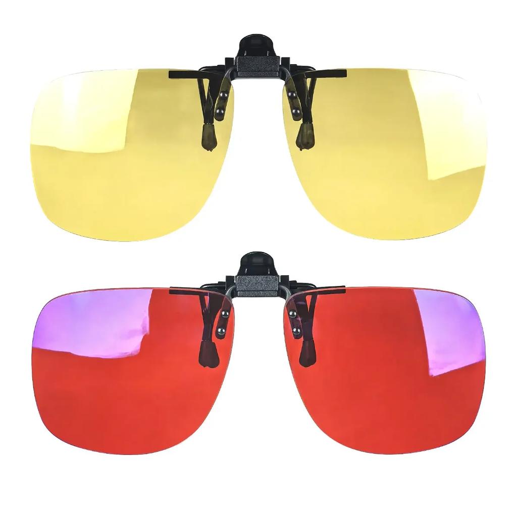 Red Lens Clip On Better Sleep Clipon  Black Polarized Sunglasses Clip On Big Size Square Shape Orange Lens Yellow Driving Lenses