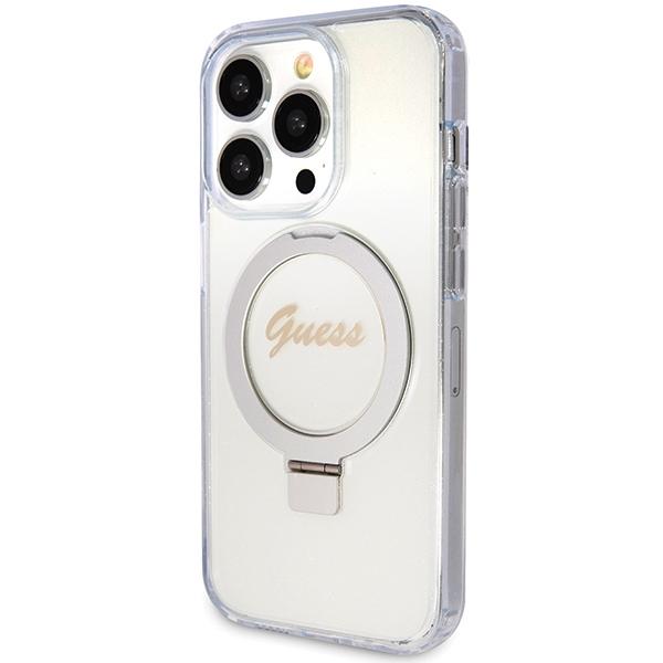 Guess Guhmp15Lhrsgsd Iphone 15 Pro 6.1 Przezroczysty/Transparent Hardcase Ring Stand Script Glitter Magsafe