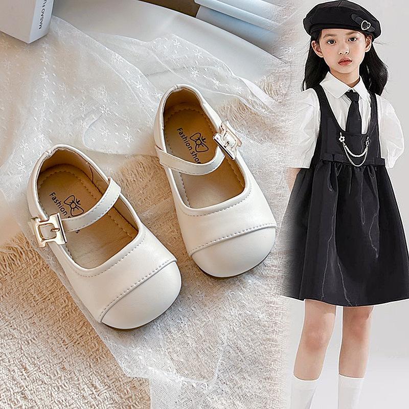 Girls' Solid Color Flats2026Spring and Summer New Models of Children's Loafers for Small, Medium, and Large Kids, Simple Children's Leather Shoes,