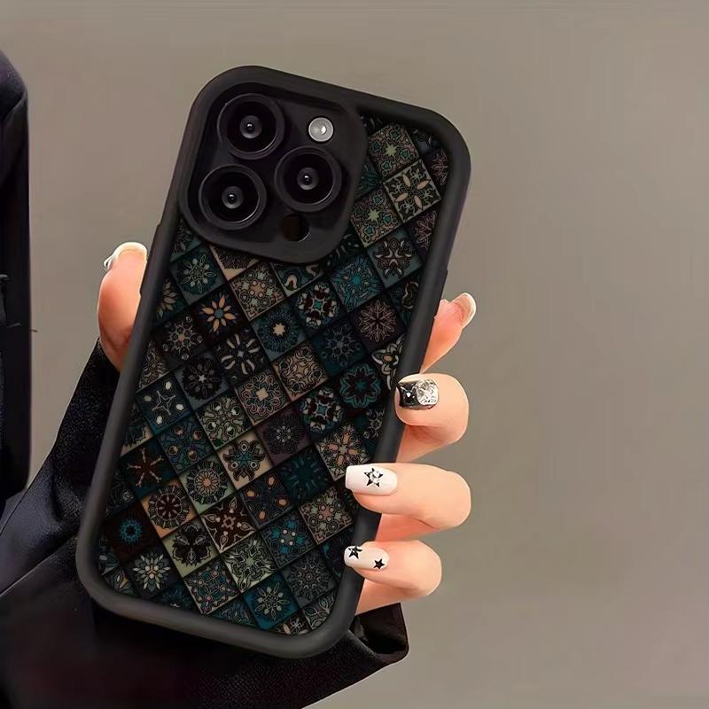 Vintage Ethnic Style Geometric Patchwork Pattern Matte Phone Case for iPhone 17 16 Pro Max 15 14 13 12 11 7 8 Plus XS X XR Cover