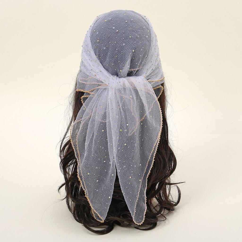 Spring Rhinestone Silk Square Scarf - Versatile, Fashionable Women's Headscarf
