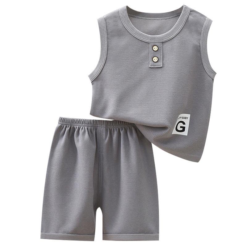 Boys' Waffle Vest and Shorts Set - Lightweight Spring and Summer Trend