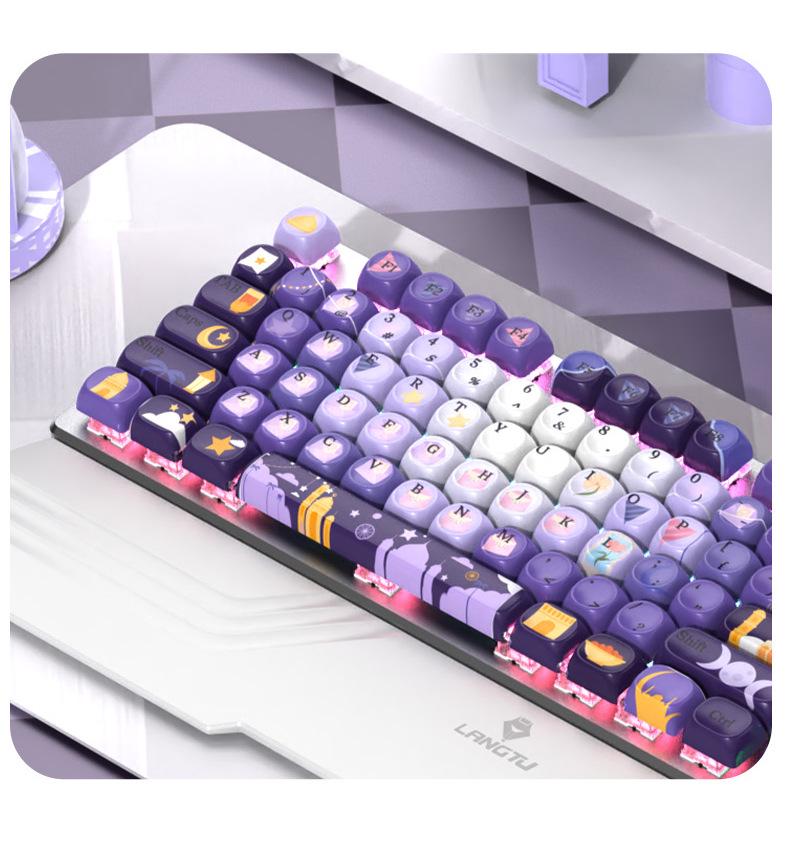 Moa Customized Purple Cute Round PBT Keycaps for Mechanical Keyboards