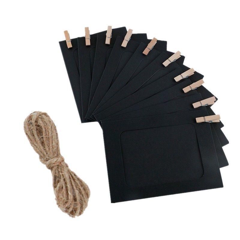 

10 Paper Photo Frames with Clips and String for Creative Wall Art Display