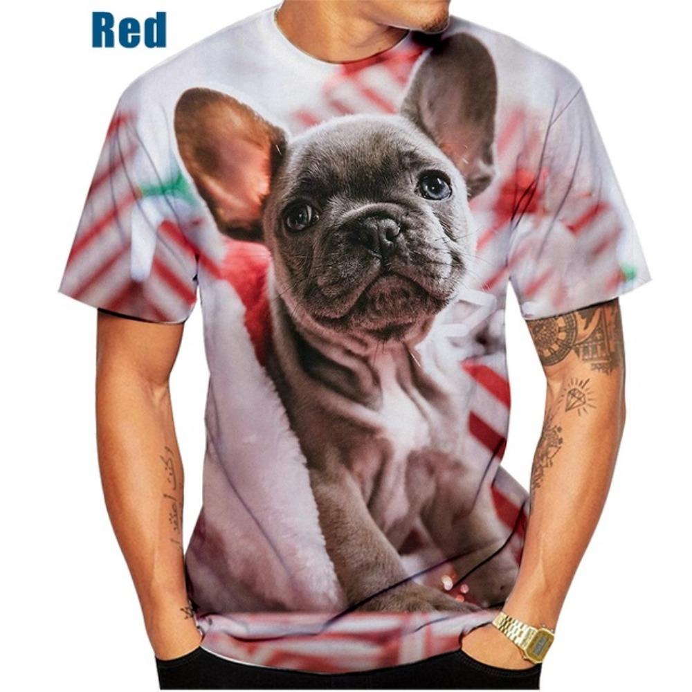Summer New Fashion Cute French Bulldog Animal 3D Print Men's T-Shirt Casual Stylish Loose Large Size Top XS-6X