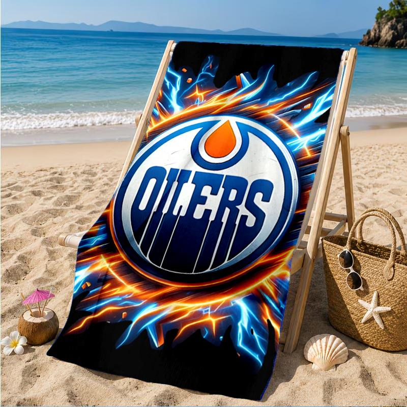 Edmonton Oilers Emblem Beach Towel, Super Soft Microfiber, Perfect Gift for Her/Him, Birthday, for Pool, Beach, Travel, Decor Beach Party
