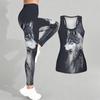 Loyales Tiermuster Druck Yoga Outfit für Damen Mode Workout Leggings Fitness Sport Lässiges Yoga Set Sportanzug