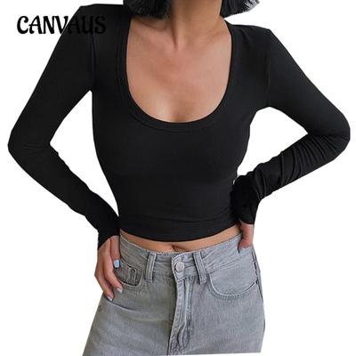 Spring and Autumn Women's Blouse Short Round Neck Fashionable Versatile Casual Long-sleeved Tops