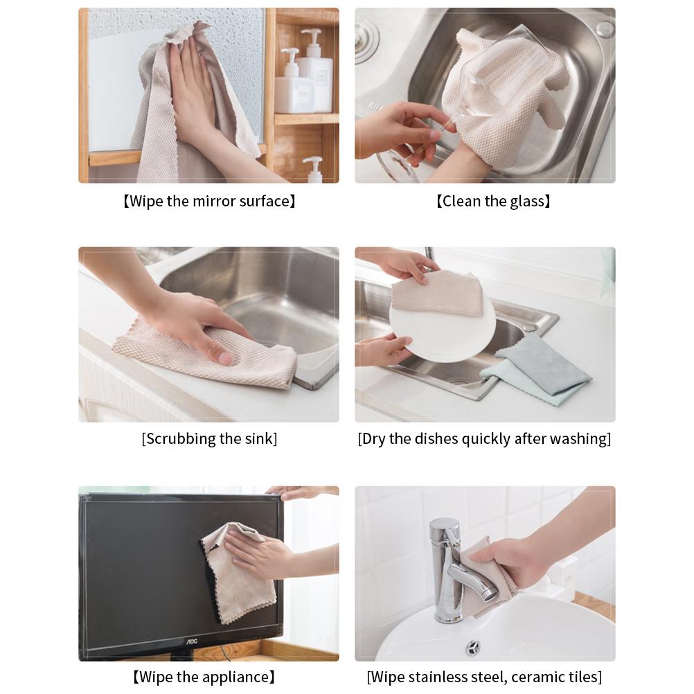 Special Fish Scale Rag For Glass Cleaning No Traces Housework Cleaning Cloth Kitchen Oil Removal