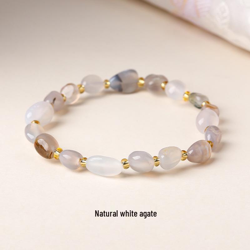 Original Natural Stone Beaded Bracelet - Women's Irregular Shape Crystal for Seaside Vacation Style