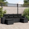 Vidaxl 6-Cz. Set di Mobili da Giardino con Cuscini, Polyrattan Nero