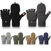Winter Thermal Fingerless Gloves, Knitted Convertible Mittens with Touchscreen, Windproof & Warm – Gray, Compatible with All Touchscreens