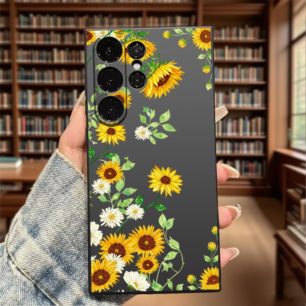 Watercolor Sunflower Pattern Slim Fit Phone Case Anti Scratch Drop Protection For Samsung Galaxy S26 S25 S24 Ultra FE A Series