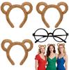 Pack de 3 Diademas de Orejas de Ardilla con Gafas de Montura Redonda: Accesorios de Disfraz de Peluche para Halloween, Cosplay, Fiestas Temáticas, Diversión para Disfrazarse en Grupo