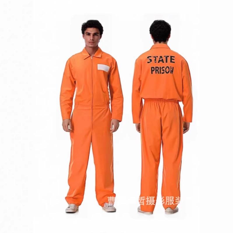 Adult cosplay costume Halloween prisoner costume Prison prisoner cosplay costume Orange uniform