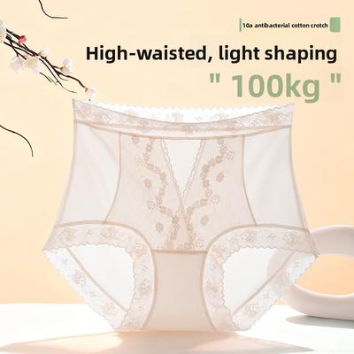 Große Größe Damen Frühling und Sommer Spitze Erweiterter Schritt Ohne Spuren von Plastik Körper Bauchstraffend Hüfte Hohe Taille Dreieck Slip