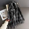 Everyday Casual Retro Plaid Designer Scarf Women Neckerchief Winter Cashmere Shawl Blanket Wrap Pashmina Tassel Warm
