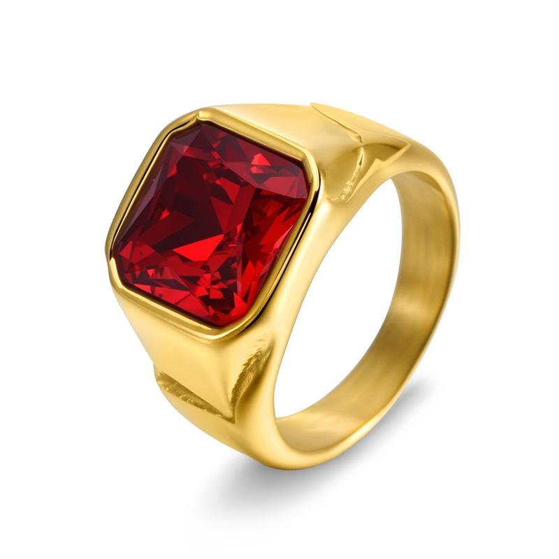 2026 Jewelry Personalized Square Cut Glass Gemstone Men's Ring Fashion Jewelry Ring