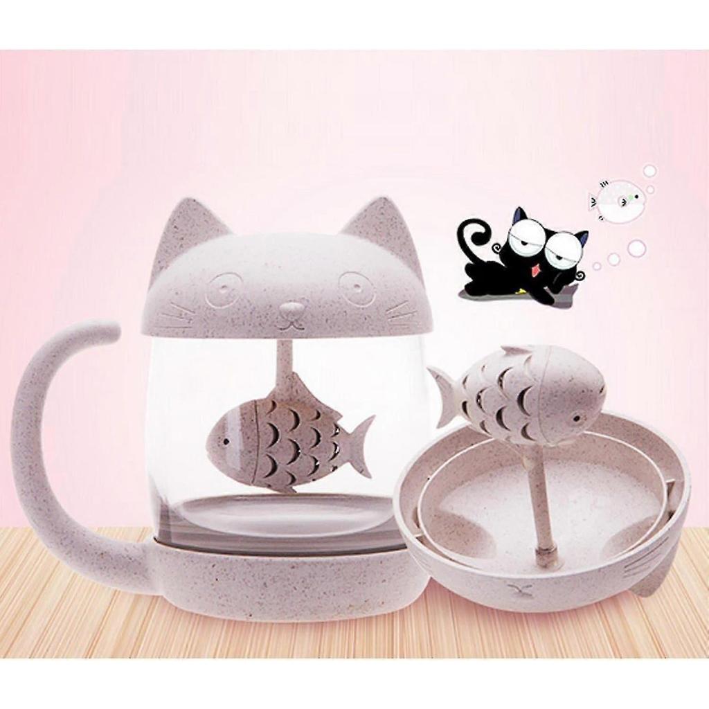 Tea Infuser Glass: Coffee Mug Water Bottle Tea Infuser Strainer Strainer Cat Style